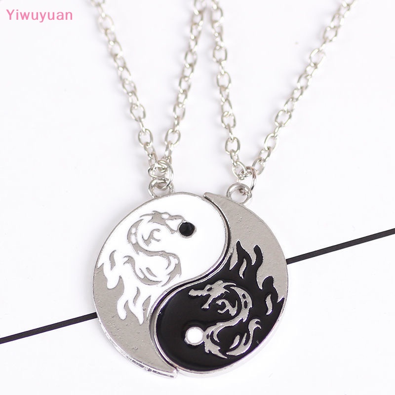 < Yiwuyuan > Vòng cổ Mặt Hình Rồng Và Âm Dương Khâu Hai Cánh Hoa Bằng Hợp Kim Thời Trang Làm Quà Sinh Nhật Mới
