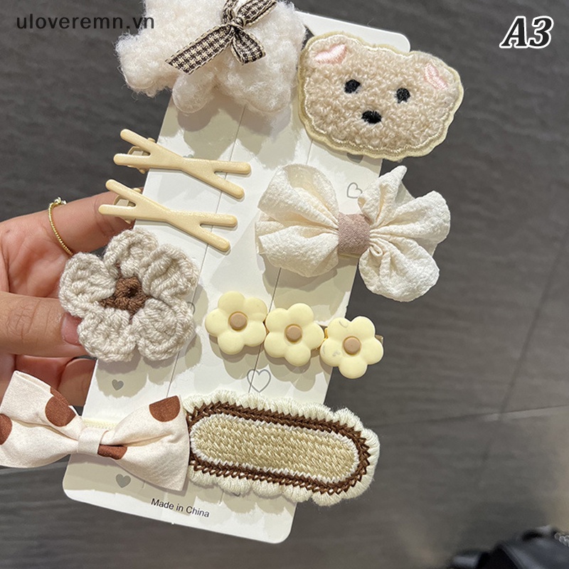 Set 10 Kẹp Tóc Hình Gấu Hoạt Hình Dễ Thương Cho Bé Gái