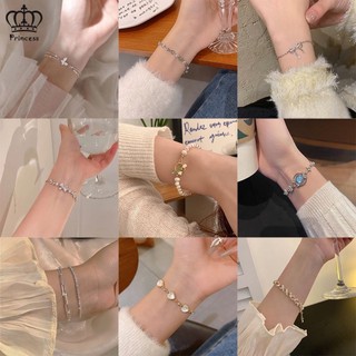 Vòng Tay Trang Sức Hạt Ngọc Trai Zircon Hình Bướm Trái Tim Hoa Tulip Thời Trang Thanh Lịch Dành Cho Bạn Nữ