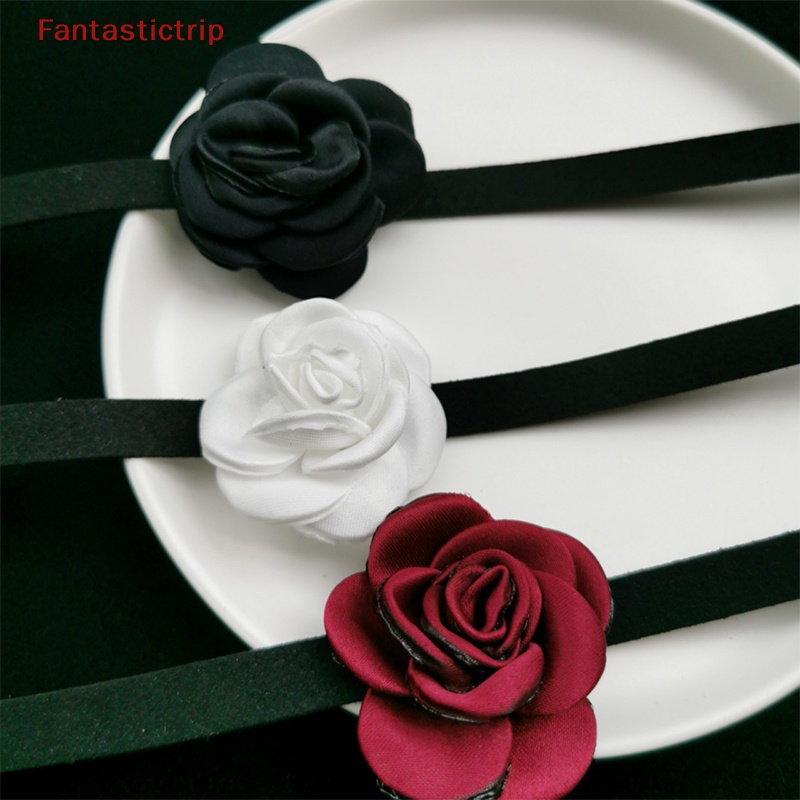 [Fantastictrip] Vòng Cổ Màu Đen Mặt Hình Hoa Nhiều Màu Phong Cách Cổ Điển Cho Nữ Giới