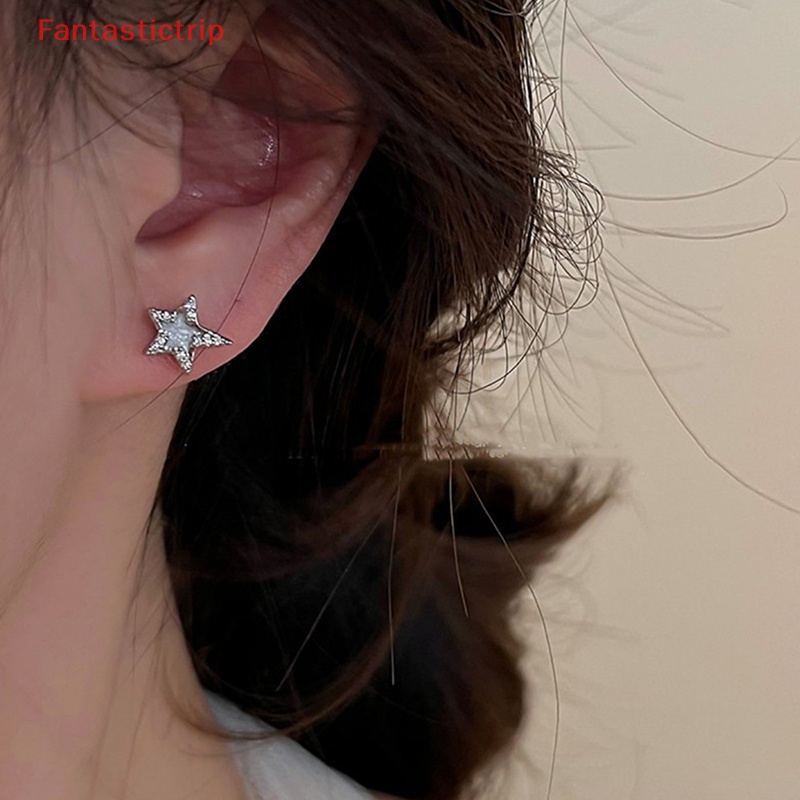 [Fantastictrip] Bông Tai Đinh Tán Thời Trang Hình Ngôi Sao Đính Đá Zircon Phong Cách Punk Gothic Punk Dành Cho Nữ Y2K Mới