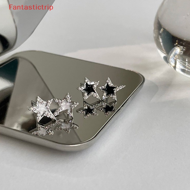[Fantastictrip] Bông Tai Đinh Tán Thời Trang Hình Ngôi Sao Đính Đá Zircon Phong Cách Punk Gothic Punk Dành Cho Nữ Y2K Mới