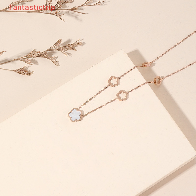 [Fantastictrip] Vòng cổ Bằng Thép Titan Mặt Hình Hoa Vỏ Sò Màu Trắng Thanh Lịch Thời Trang Cao Cấp Đa Năng Quyến Rũ Cho Nữ