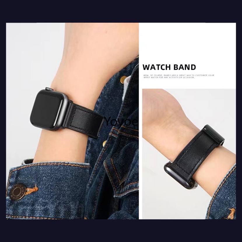 Dây Đeo Bằng Da Và Silicon Có Khóa Nam Châm Cho iWatch Series 8 Ultra SE 7 6 5 4 3 2 1 45mm 41mm 40mm 49mm 49mm 38mm