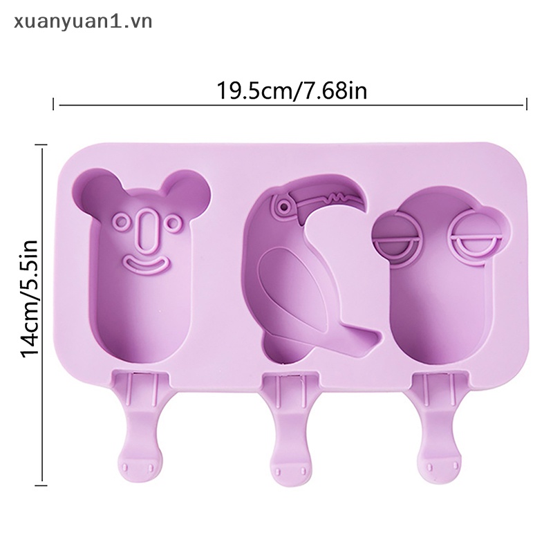 Khuôn Silicon Làm Kem Que Hình Động Vật Hoạt Hình Dễ Thương
