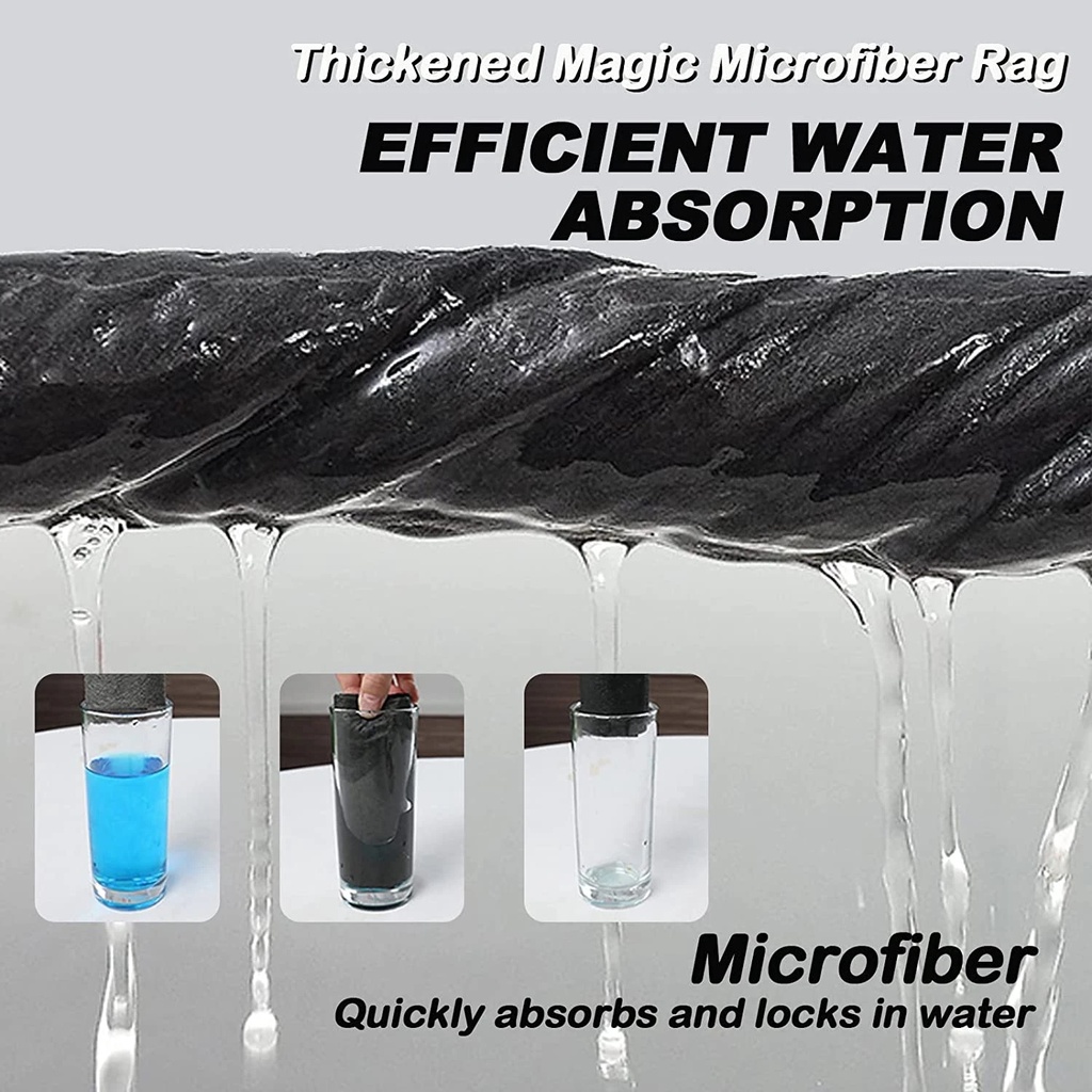Khăn Lau Kính / Xe Hơi Bằng Sợi Micro Dày Dặn Thấm Hút Nước Mạnh Đa Năng Có Thể Tái Sử Dụng