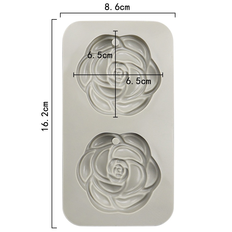 Khuôn Silicone Làm Sáp Thơm 2 Ngăn Hình Hoa Trà DIY