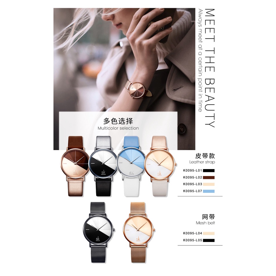 Đồng Hồ Đeo Tay Hai Màu Sắc Tương Phản Đơn Giản Sáng Tạo Cho Nữ