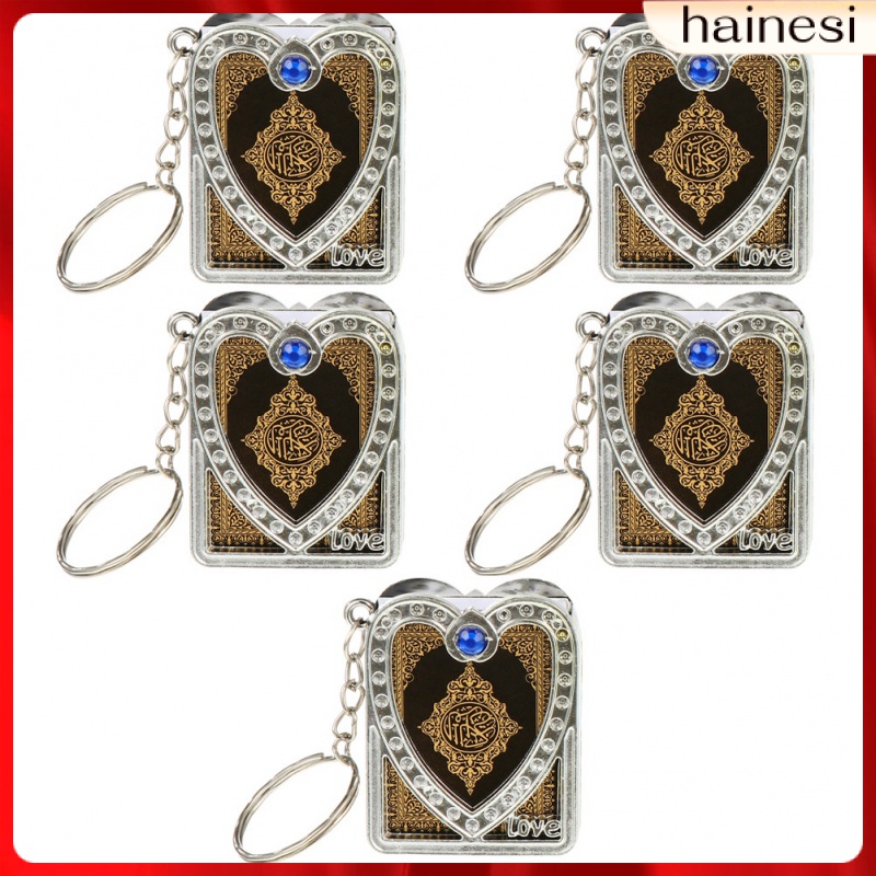 Set 5 Móc Khóa Treo Gương Chiếu Hậu Trang Trí Xe Hơi / Túi Xách Quran Koran