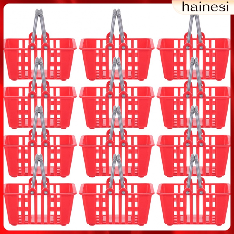 Kids Toy Shopping Cart Mini Basket Grocery Plastic Baskets Doll House Pretend Baby Child 12 Pcs
