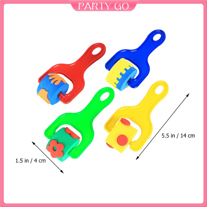 4Pcs Drawing Sponge Roller Brush Kids Paint Graffiti DIY Tool Painting Supplies,Random Style