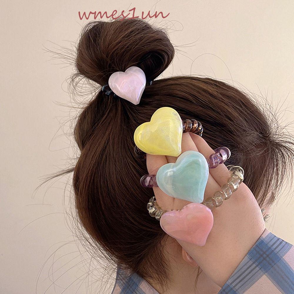 Dây Buộc Tóc Đuôi Ngựa Cao Su Hình Trái Tim Lấp Lánh Thanh Lịch WMES15H