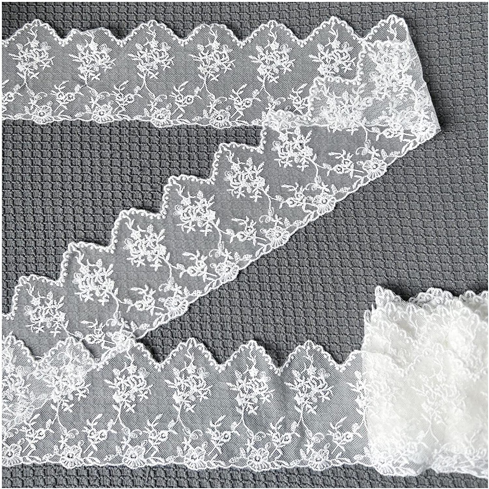 2 Yards Vải Ren Thêu Hoa Thủ Công Dành Cho Trang Trí Đám Cưới / Trang Trí Đám Cưới Rộng 10.5Cm