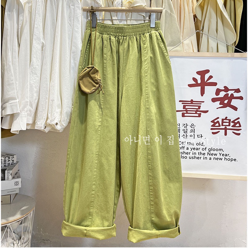 Quần Dài Ống Rộng Lưng Thun 150kg Phong Cách Nhật Bản Thời Trang Mùa Hè Cho Nữ