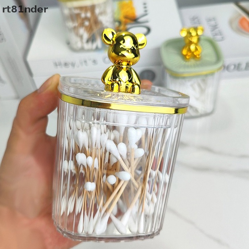 Rt Hộp Đựng Bông Tẩy Trang Bằng Acrylic Trong Suốt Hình Gấu Dễ Thương