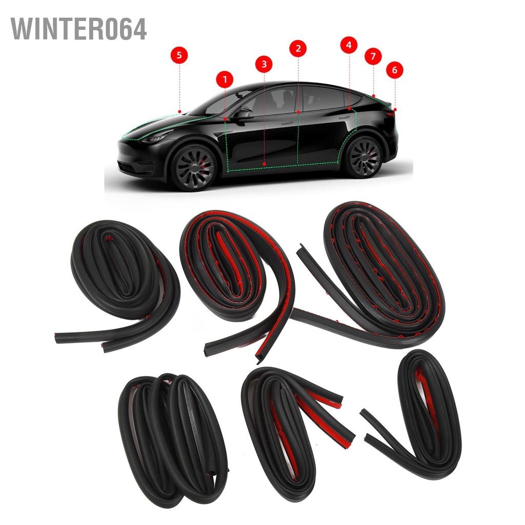 Winter064 6 Chiếc Xe Ô Tô Cao Su Dây Giảm Tiếng Ồn Cách Âm Thân Cây Thời Tiết Thay Thế Cho Mẫu Tesla Model 3
