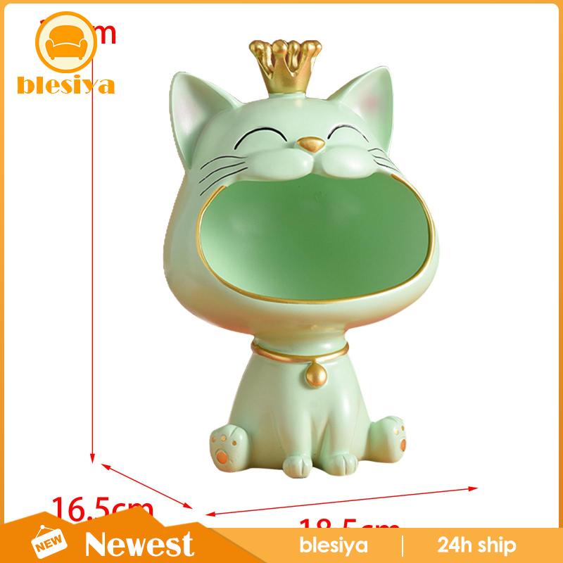 [Blesiya] Hộp Đựng Chìa Khóa Tượng Mèo May Mắn Điêu Khắc Bằng Nhựa Resin