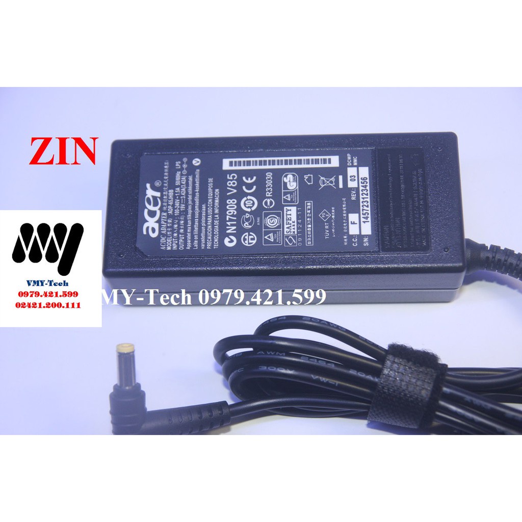 Sạc Laptop Acer 19V - 3.42A Zin Chân vàng - Adapter kèm dây nguồn - NEW