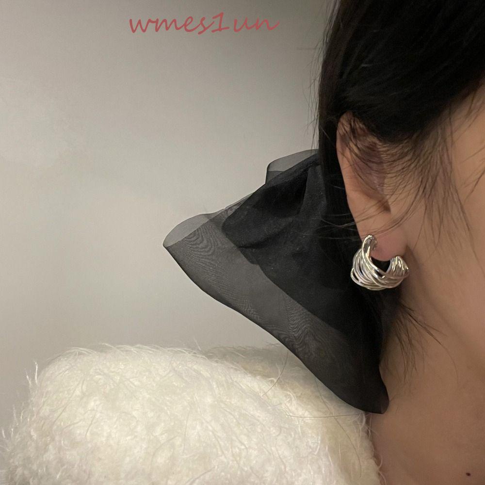 Bông Tai Nhiều Lớp Hình Chữ C WMES15H Bằng Hợp Kim Đơn Giản Thời Trang Phong Cách Hàn Quốc Dành Cho Nữ