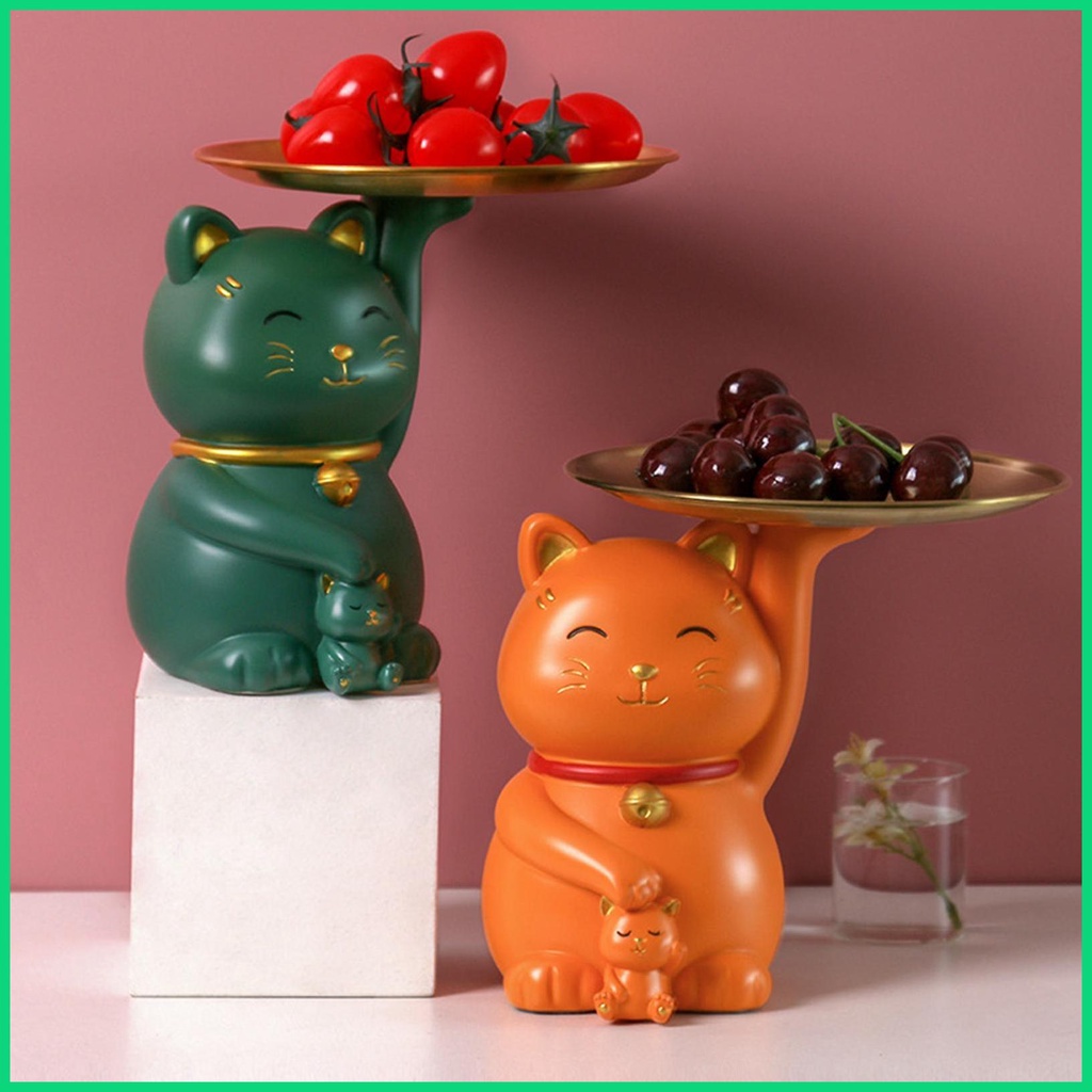 Khay Đựng Tượng Mèo May Mắn Bằng Nhựa Resin Đa Năng Cho jiwvn