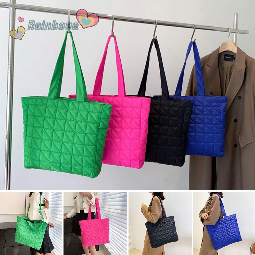 Túi Tote Đeo Vai Họa Tiết Kẻ Sọc Cầu Vồng Thời Trang Mùa Đông Xinh Xắn