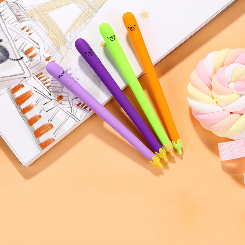 1 Cây Bút Bi Mực Đen Ngòi 0.5mm Thiết Kế Hình Quả Cà Tím Dễ Thương Độc Đáo