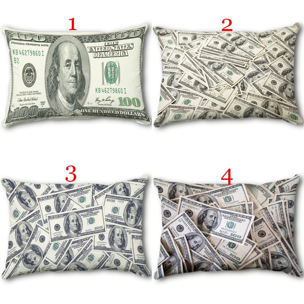 Vỏ Gối Hình Chữ Nhật In Hình 100 Đô La Polyeste Trang Trí Nhà Cửa