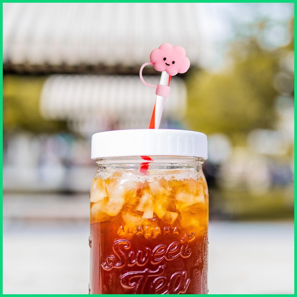 Nắp Đậy Ống Hút Bằng Silicone Tái Sử Dụng Được Hình Đám Mây Kích Thước 6-8mm