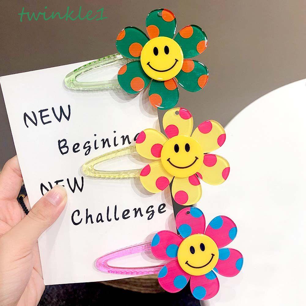 Kẹp Tóc Mái Tròn Họa Tiết Chấm Bi / Mặt Cười Phong Cách Hàn Quốc Ngọt Ngào Cho Nữ