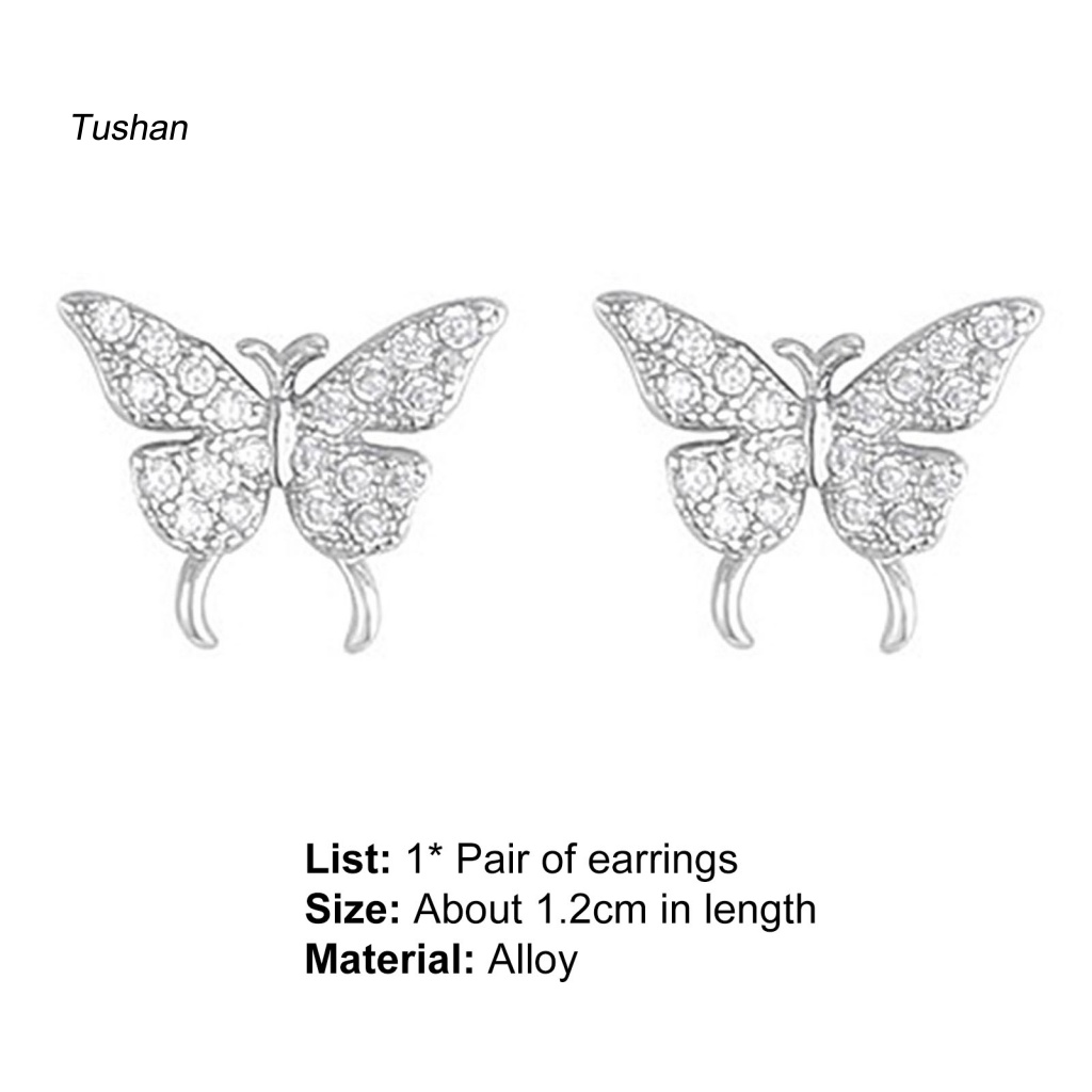 1 Đôi Khuyên Kẹp Vành Tai Hình Bướm Đính Đá Không Phai Màu Thời Trang Cho Nữ