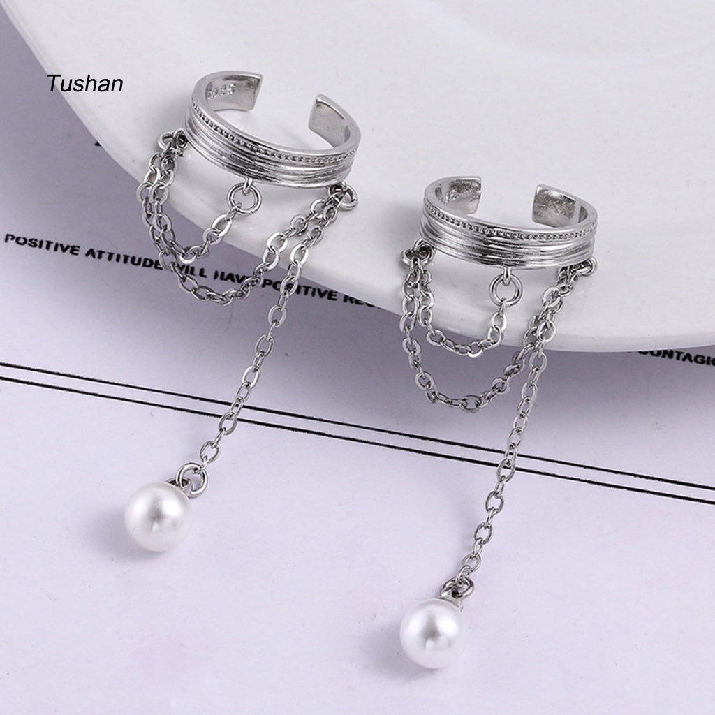 1 Khuyên Kẹp Vành Tai Nhiều Lớp Đính Ngọc Trai Nhân Tạo Thời Trang