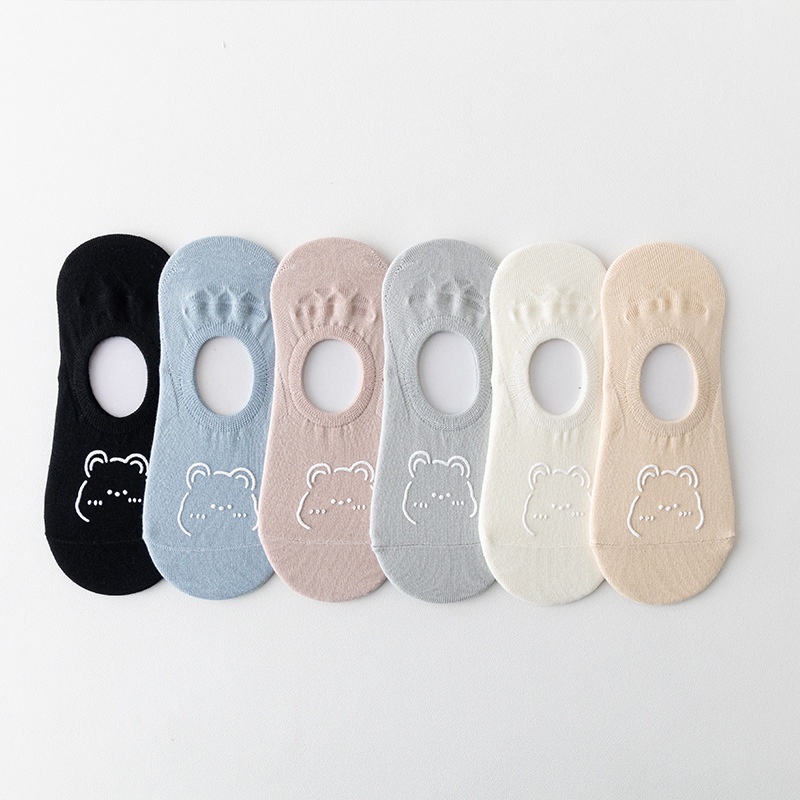 Vớ Thuyền Mỏng Vô Hình / Miệng Nông Bằng Silicon Trơn Chống Trượt Hình Gấu Dễ Thương Thoáng Khí Mùa Hè Cho Nữ