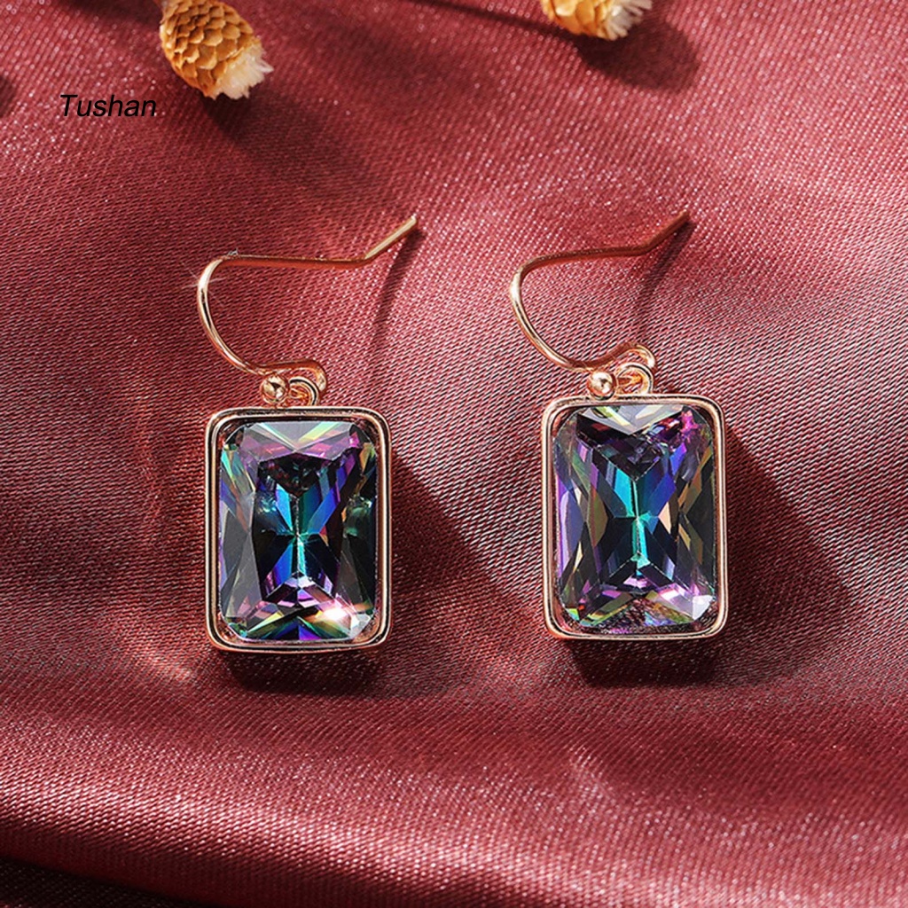 1 Đôi Bông Tai Hình Giọt Nước Đính Đá Zircon Nhiều Màu Sang Trọng