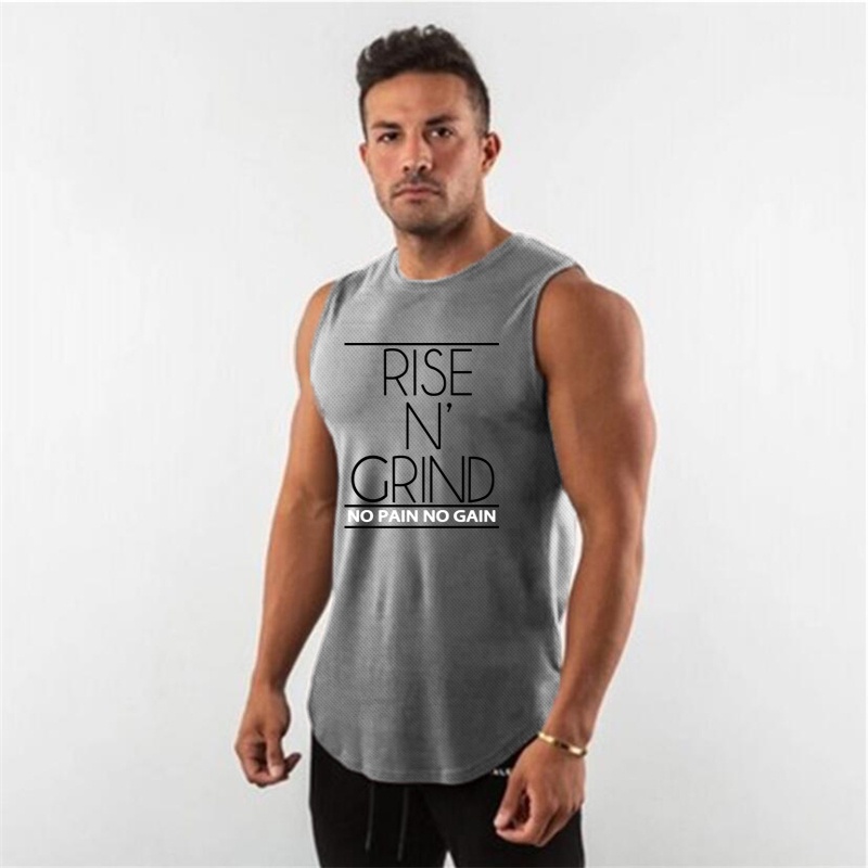 Áo Thun Ba Lỗ Cổ Tròn Phối Lưới Nhanh Khô Thời Trang Tập Gym Cho Nam