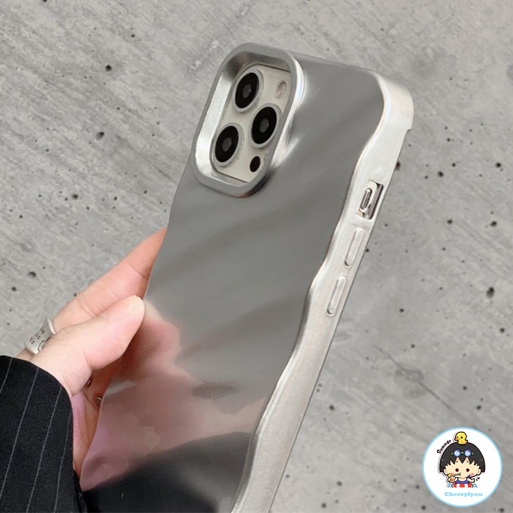 Ốp Điện Thoại TPU Mềm Chống Sốc Họa Tiết Gợn Sóng Màu Bạc Sang Trọng Cho IPhone 11 12 13 14 Pro Max X XS Max 7 8 6 Plus