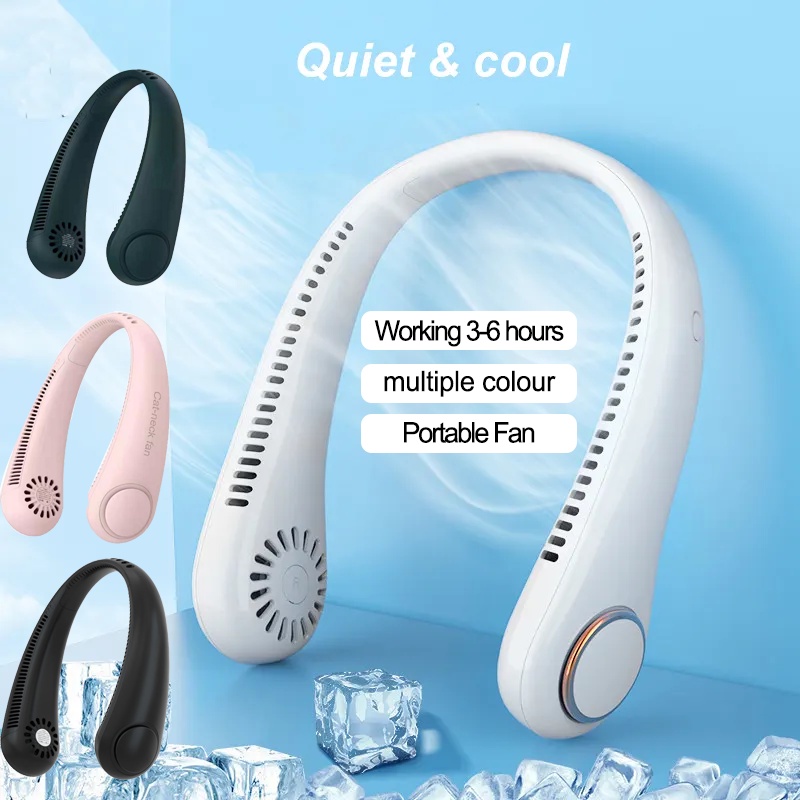 Quạt Làm Mát Mini Đeo Cổ Chạy Pin 2400mAh Mang Đi Tiện Dụng