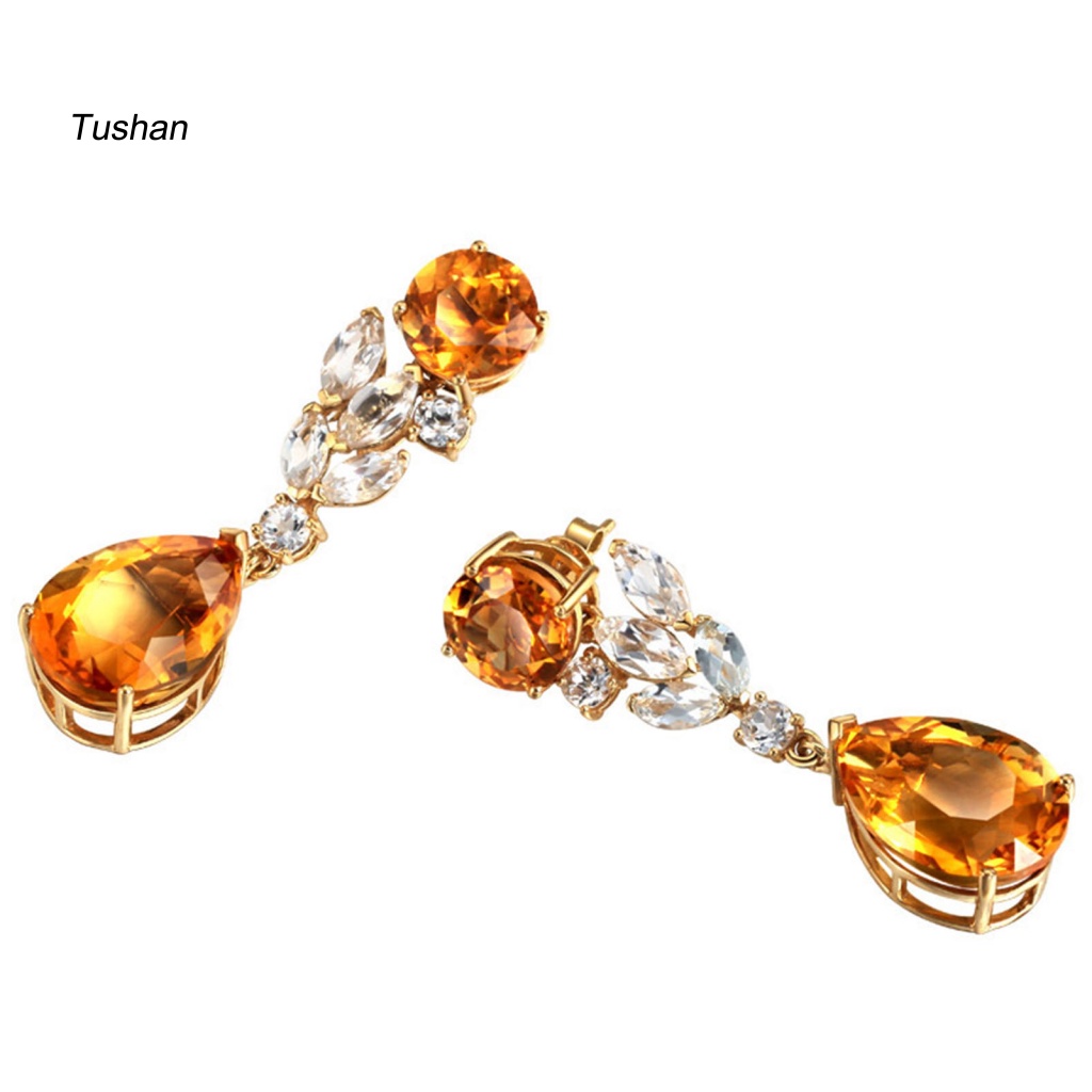 1 Đôi Bông Tai Hình Giọt Nước Đính Đá Lấp Lánh Thời Trang