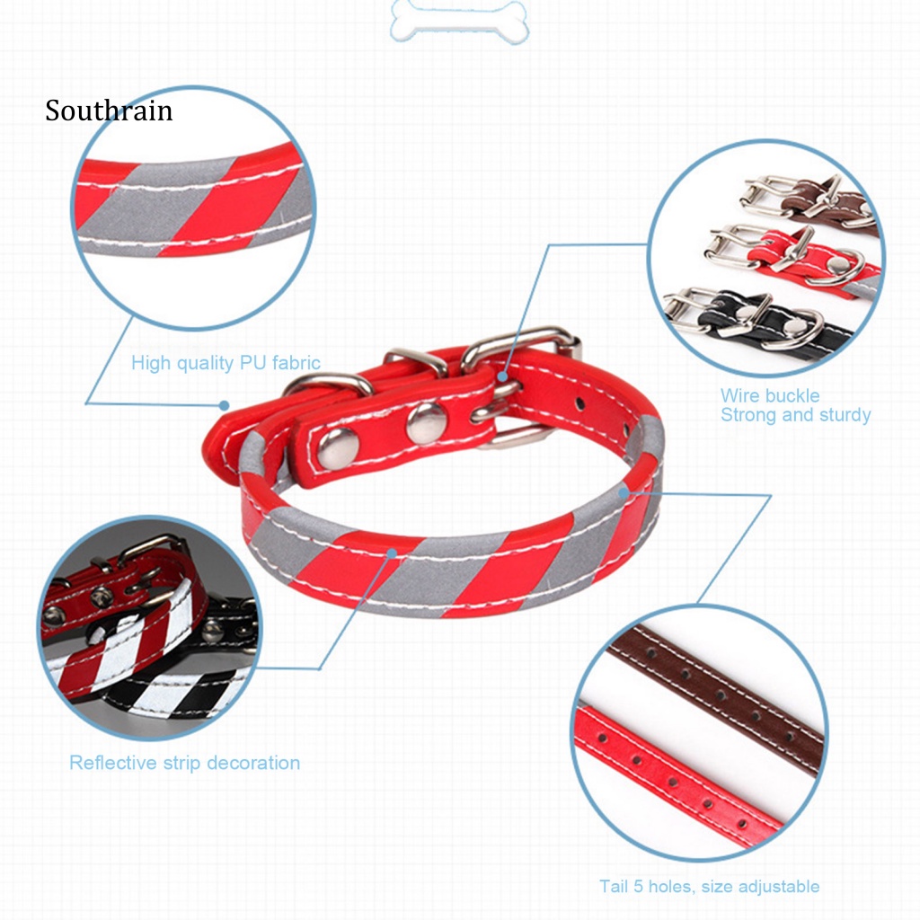 Vòng Cổ Năm Lỗ Khóa Dây Phản Quang Cho Thú Cưng