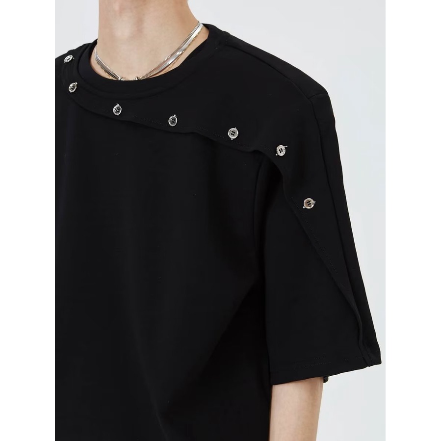 Áo Thun Tay Ngắn Phối Nút Thời Trang Mùa Hè Cao Cấp Cho Nam