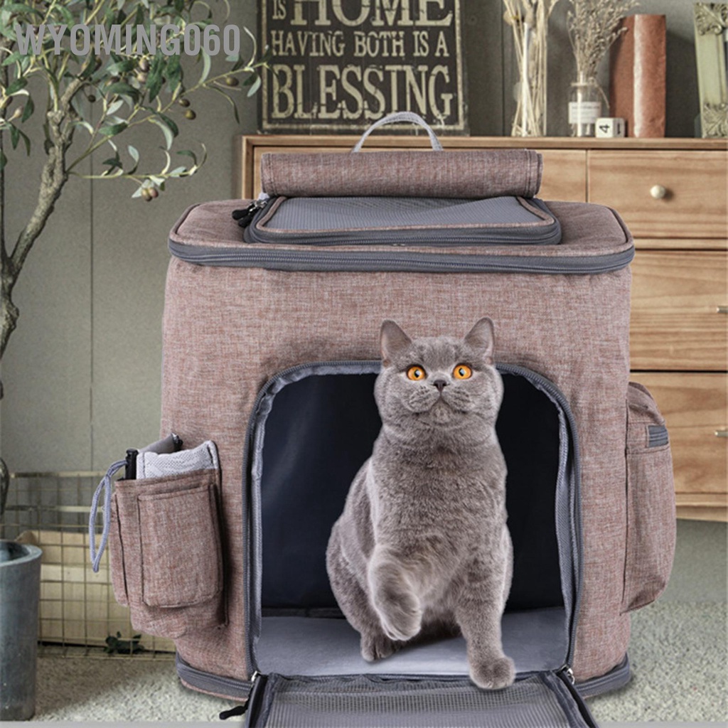 Wyoming060 Ba lô đựng thú cưng cỡ lớn Khóa kéo phía trước thoáng khí Mở Túi nhẹ cho chó con