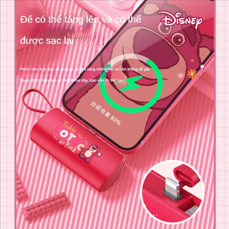 Sạc Dự Phòng Không Dây Mini Bỏ Túi Họa Tiết Hoạt Hình Disney Dễ Thương