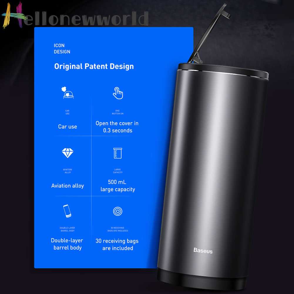 BASEUS Thùng Rác Cỡ Lớn 500ml Tiện Dụng Dành Cho Xe Hơi