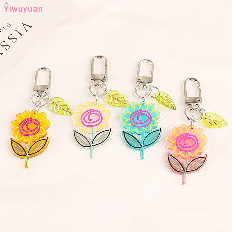 < Yiwuyuan > Móc Khóa Ba Lô Acrylic Trong Suốt Hình Hoa Hướng Dương Đáng Yêu Mới