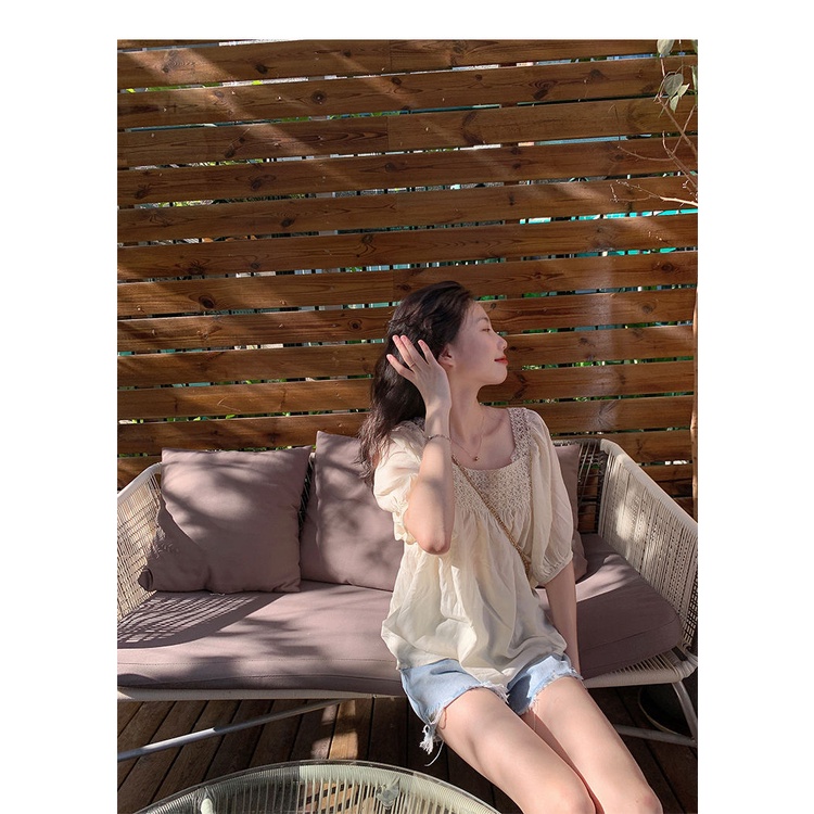 Áo Kiểu Tay Phồng Ngắn Thời Trang Mùa Hè Xinh Xắn Cho Nữ