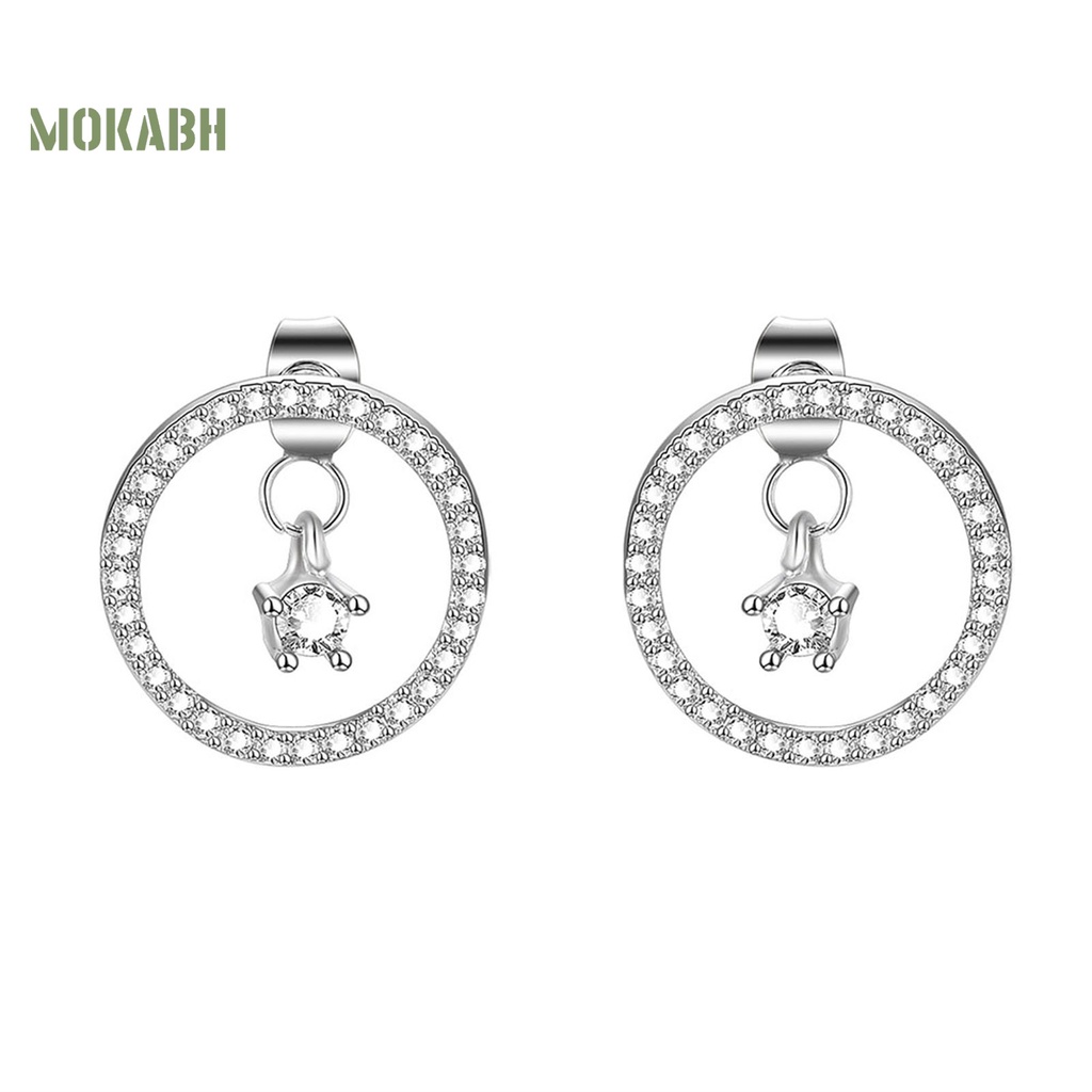 1 Đôi Bông Tai Hình Tròn Đính Đá Lấp Lánh Thời Trang Dành Cho Nữ