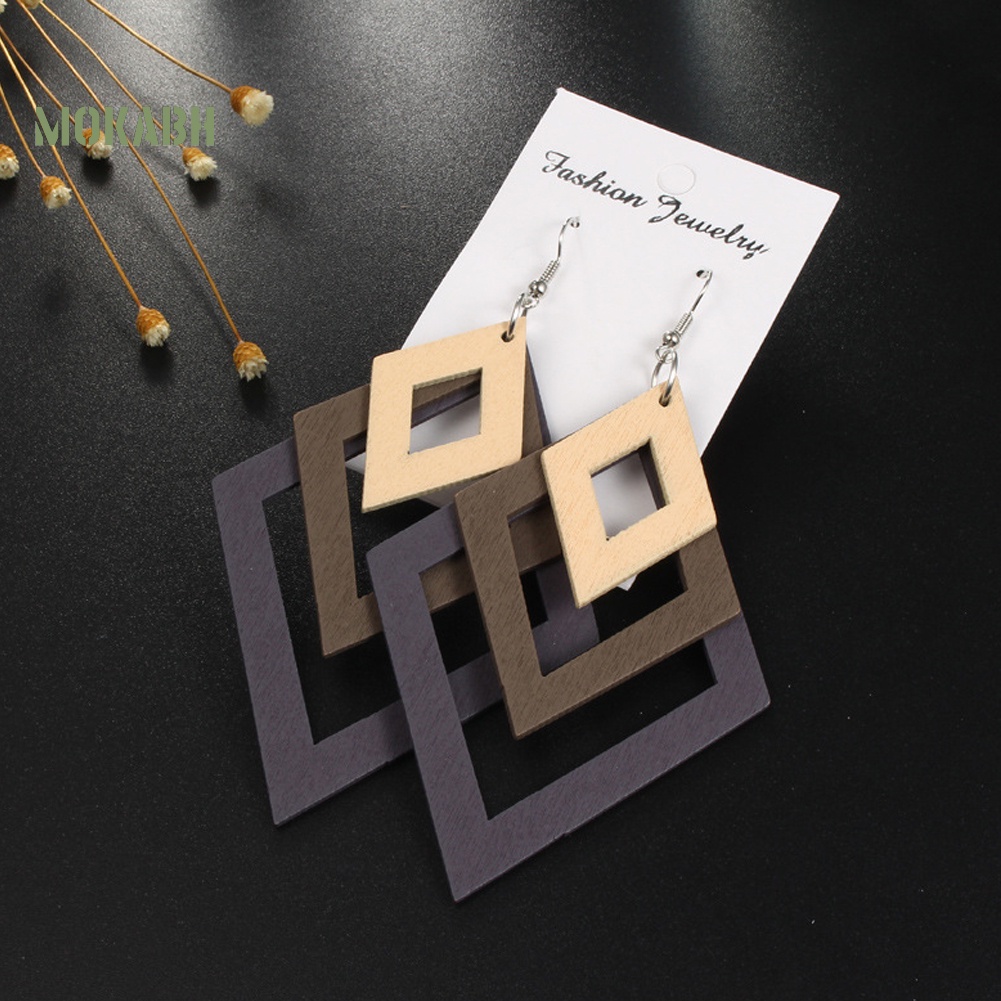 Bông Tai Nhiều Lớp Bằng Gỗ Phong Cách Cổ Điển Thời Trang Cho Nữ