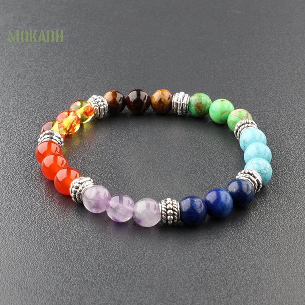 Vòng Tay Chuỗi Hạt Đá Chakras 7 Sợi Co Giãn Giảm Căng Thẳng
