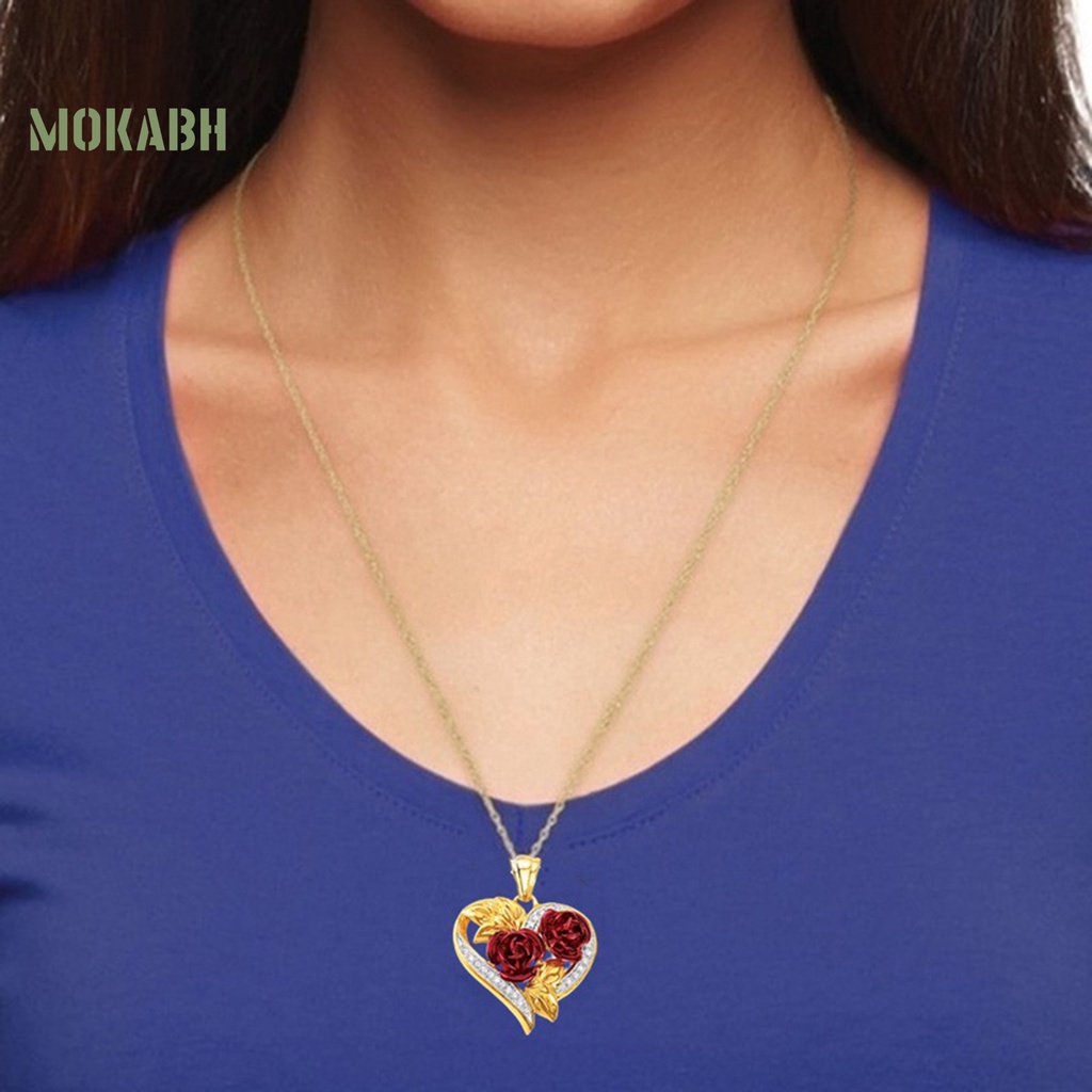 1 Bộ Vòng cổ + Bông Tai Mạ Điện Hình Trái Tim Đính Đá Sang Trọng Cho Nữ