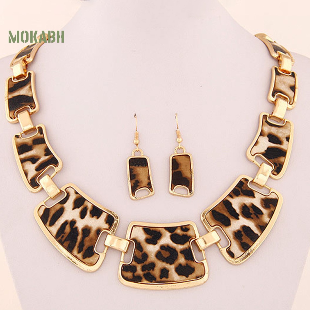 1 Set Bông Tai Và Vòng cổ Họa Tiết Da Báo Sang Trọng Cho Nữ