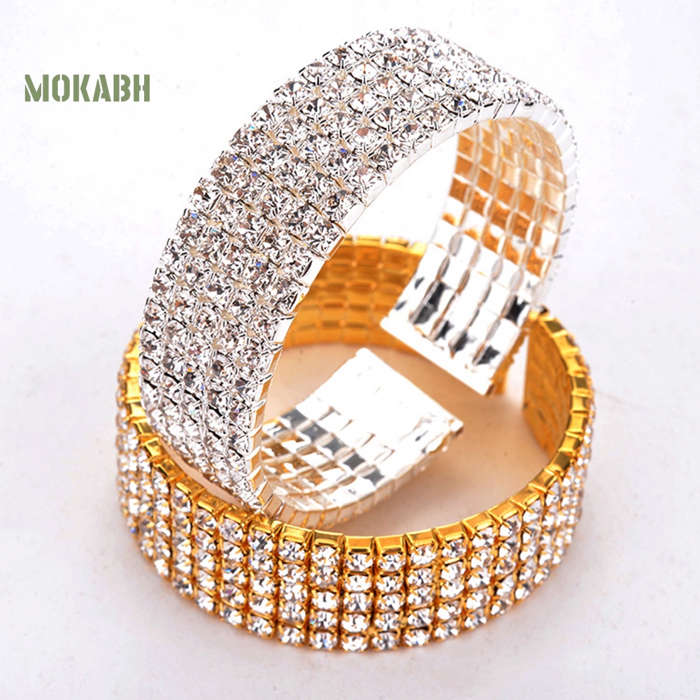 Vòng Tay Bản Rộng Đính Đá 5 Hàng Thời Trang Cho Nữ